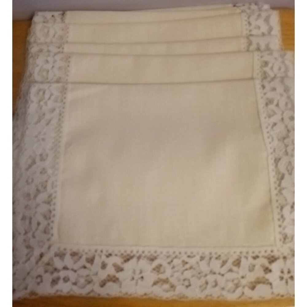 Vintage Lace & Linen Placemat Set 8 Placemats Ivory Unbranded